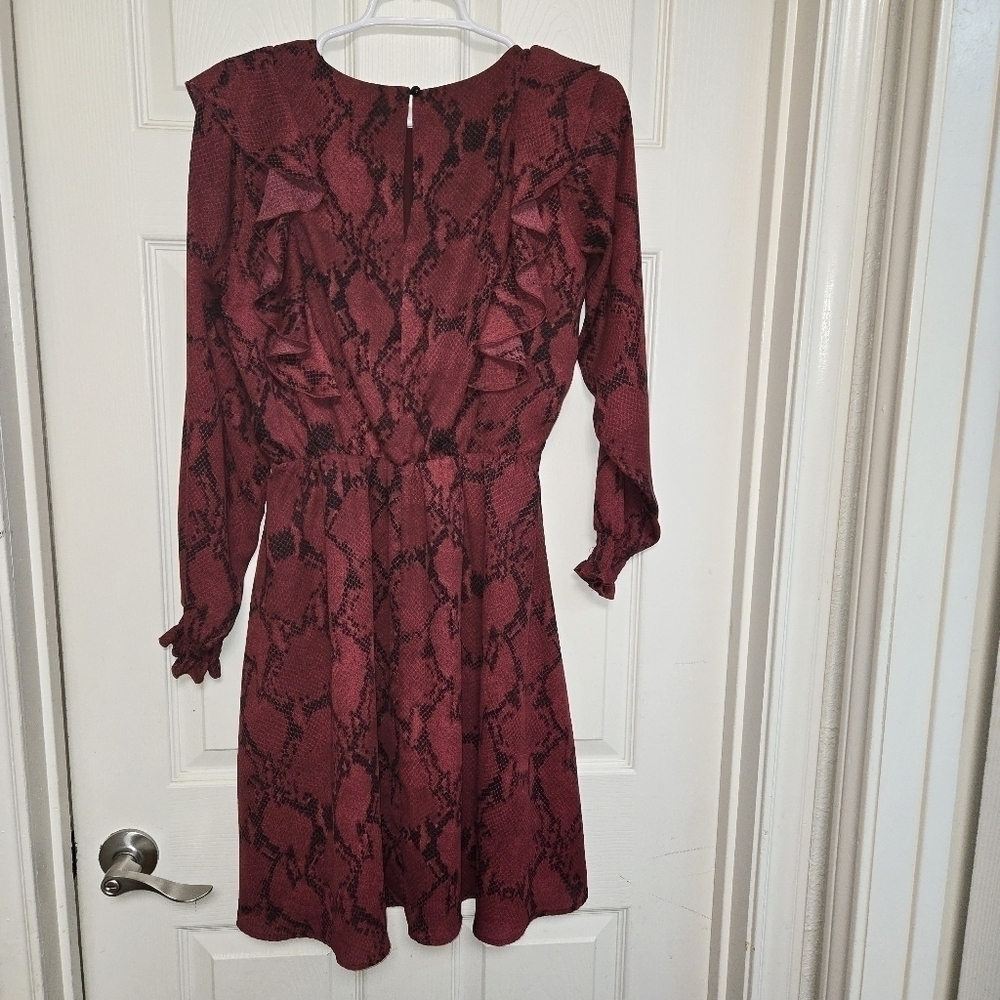 Banana republic factory dress women's size small burgundy red snake print smock - Picture 5 of 14